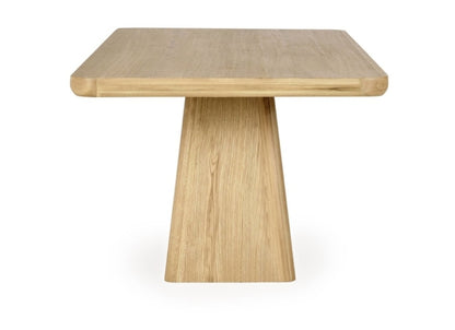 95" Solid Wood pedestal base dining table finished in Natural oak color