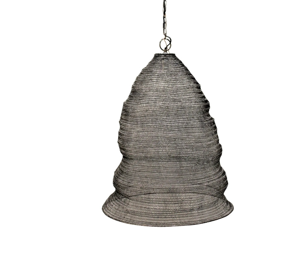 Brand New 20" Gorgeous Tulum Satin Black Chain Mail Mesh Pendant Lamp