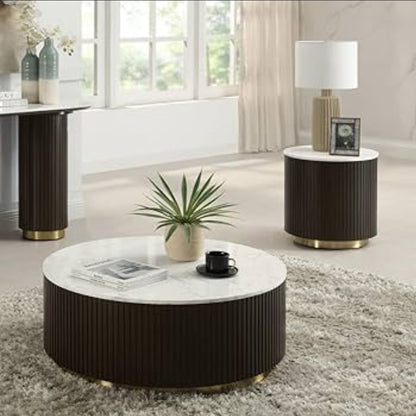 Panthere Marble Flutted Wood Coffee table