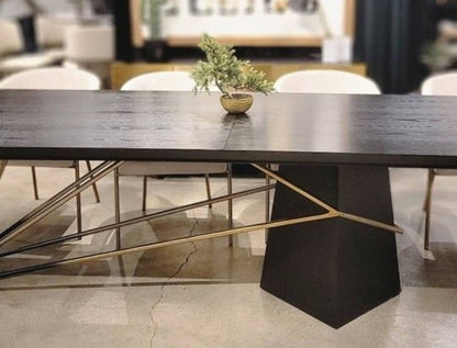 126" Black Wood Dining Table with gorgeous gradient base