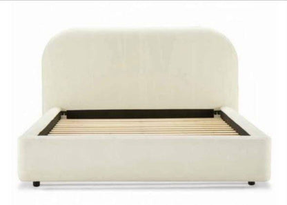 Chelsea Platform Bed Upholstered in beige performance fabric