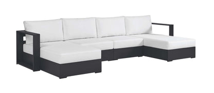 Lamod Aluminum Double Chaise Sectional w/ White Cushions