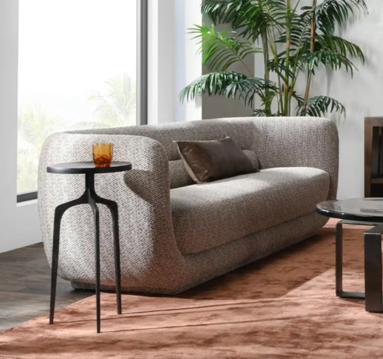 Brand New 93" Soft curved Sofa with tuxedo arms upholstered in performance fabric - brick color