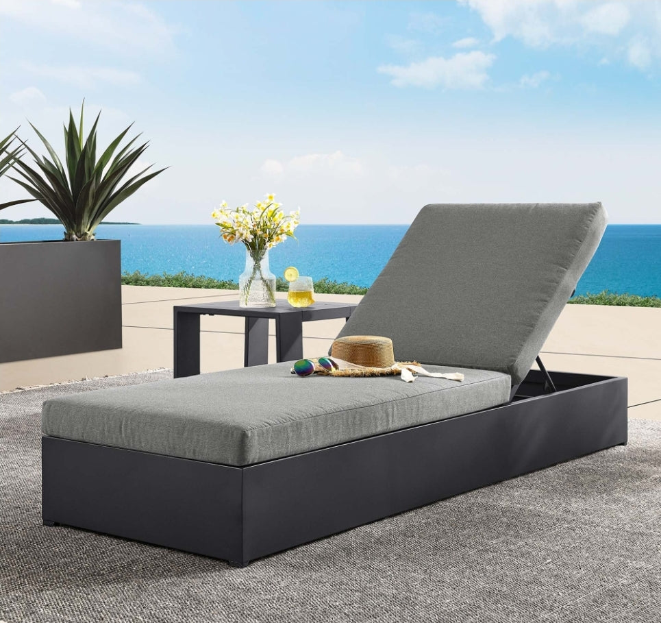 Lamod Aluminum Chaise Lounge Chair in Charcoal cushions