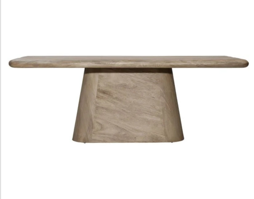 New 94" Sandblasted Rectangular Dining table w center pedestal base finished in natural oak color