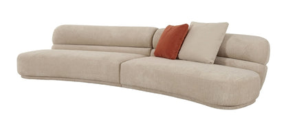 137" Modern Beige Fabric Curved performance fabric Sectional