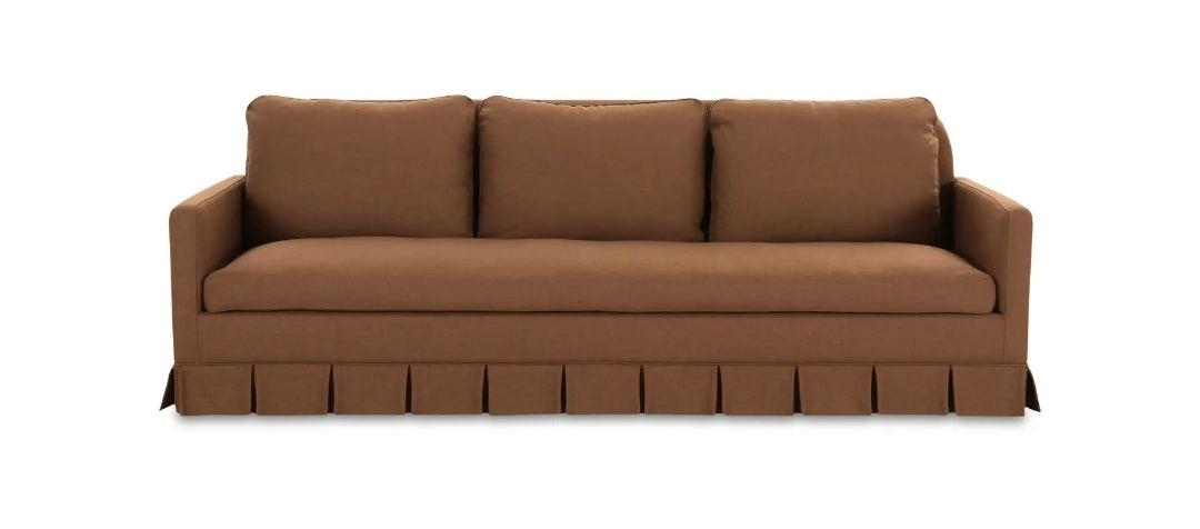 98" Pleated Slipcovered Chocolate Terracotta performance Weave Sofa by Moe's