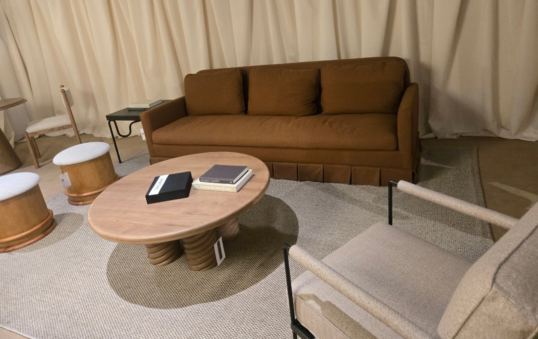 98" Pleated Slipcovered Chocolate Terracotta performance Weave Sofa by Moe's