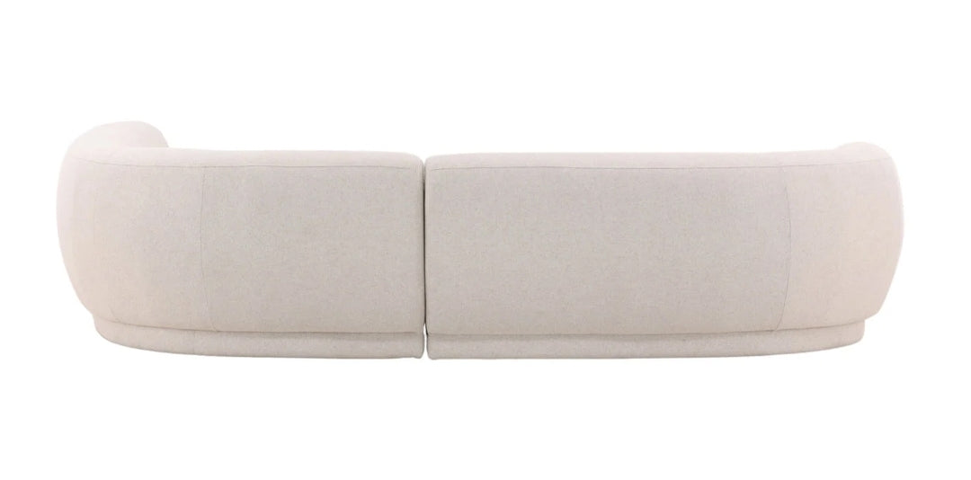 128" Frio Cream upholstered curved sectional with chaise