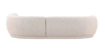 128" Frio Cream upholstered curved sectional with chaise