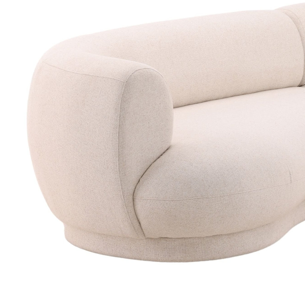 128" Frio Cream upholstered curved sectional with chaise