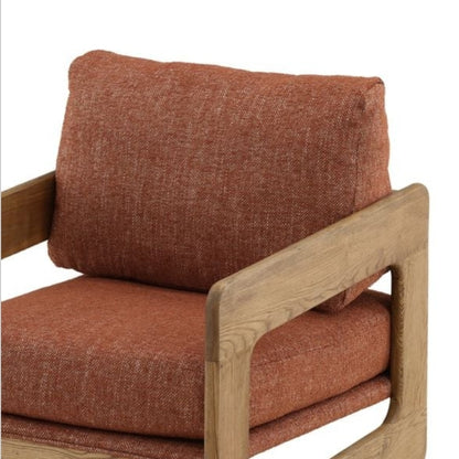 Terracotta Upholstered Solid Wood Accent chair