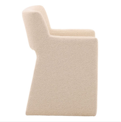Larsa Dining Chair fully upholstered in performance Ivory Sand light textured luxurious fabric