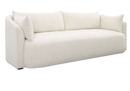 Mackay Bench seat Sofa upholstered in performance fabric ivory and camel