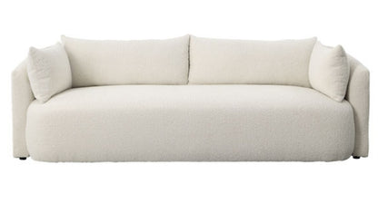 Mackay Bench seat Sofa upholstered in performance fabric ivory and camel