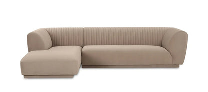 Lisette Channel tufted Performance Velvet Sectionall upholstered in beige plush fabric