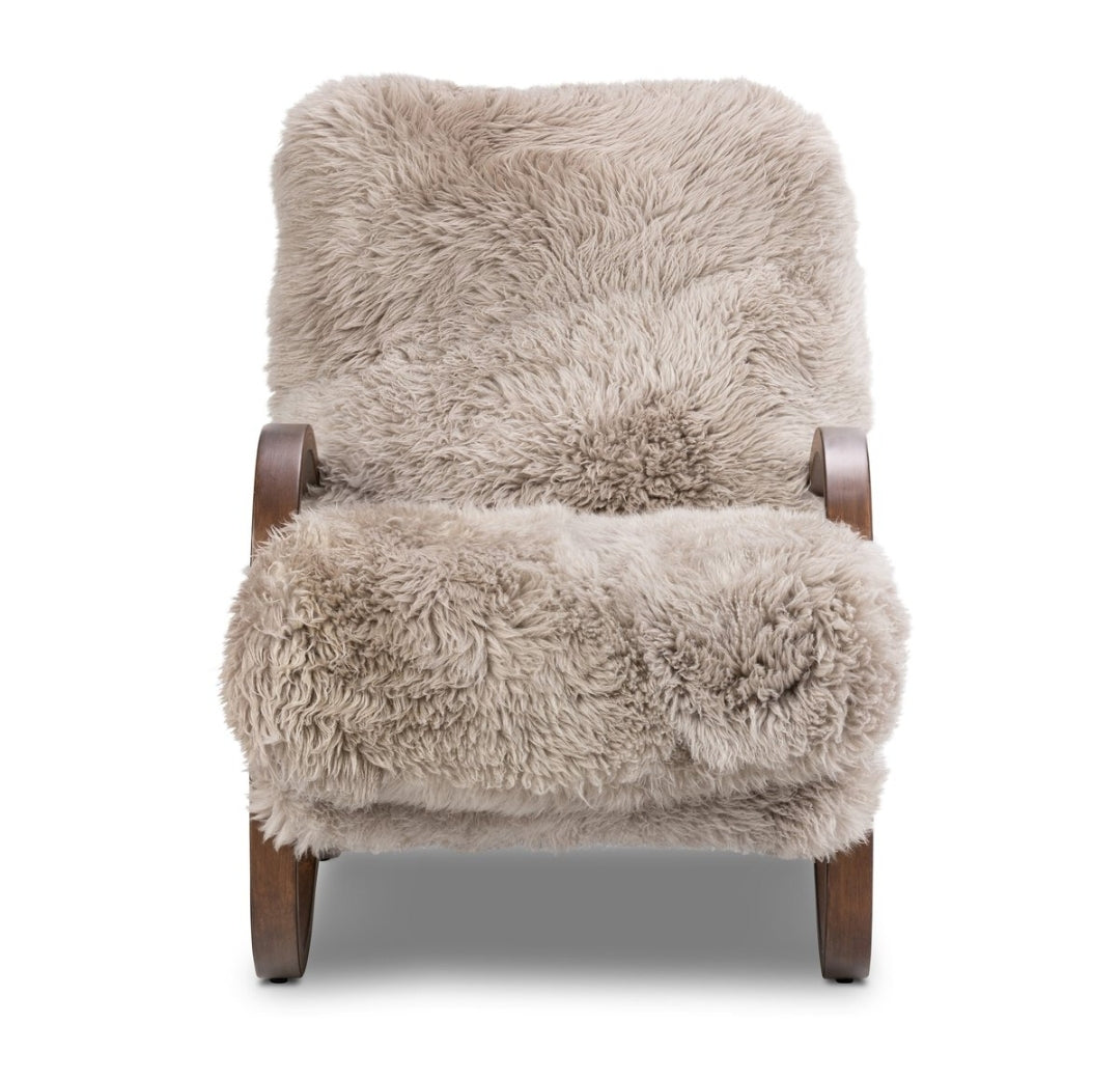 Mongolian sheepskin solid wood occasional chair