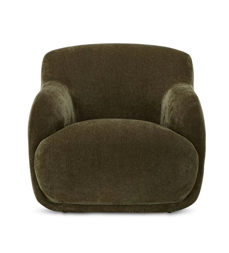 Alba Lounge Chair upholstered in moss green performance velvet