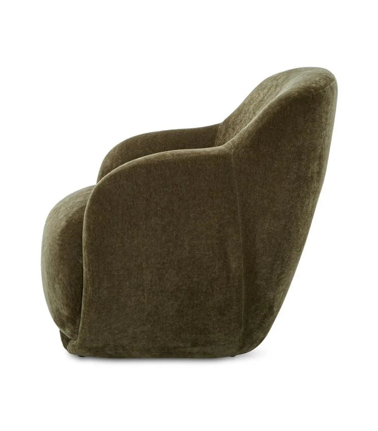 Alba Lounge Chair upholstered in moss green performance velvet