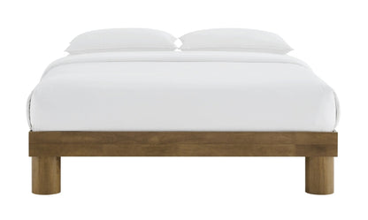 Luna Solid Wood Queen Platform Bed in French Oak