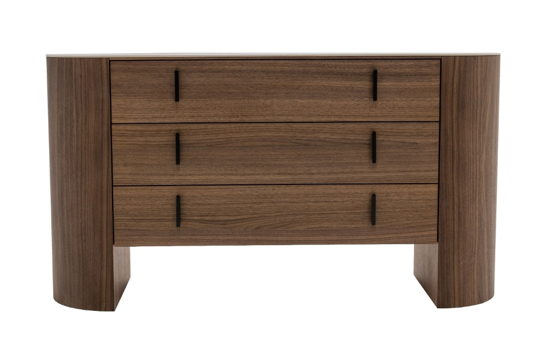 Post Modern Walnut Dresser with Ceramic Stone Top