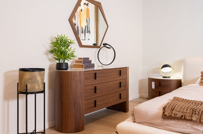 Post Modern Walnut Dresser with Ceramic Stone Top