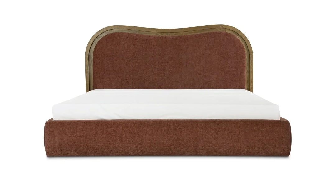 Lulu King Bed upholstered in Velvet Rust Chestnut
