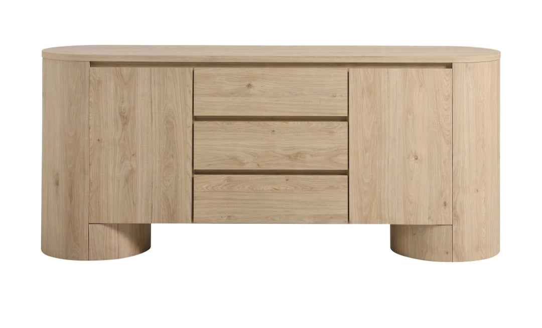 Lucas Rounded Sideboard Media Cabinet finished in Natural oak