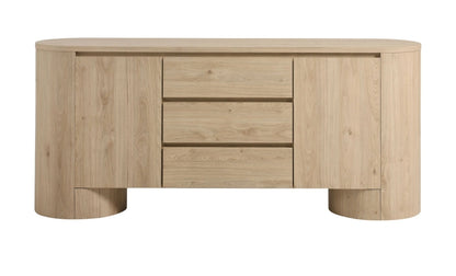 Lucas Rounded Sideboard Media Cabinet finished in Natural oak