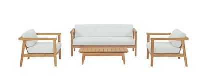 Maribella Outdoor Teak Sofa Set - White Cushions