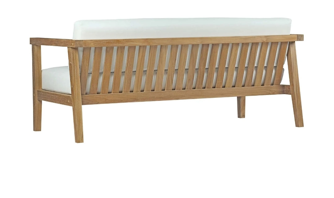 Maribella Outdoor Teak Sofa Set - White Cushions