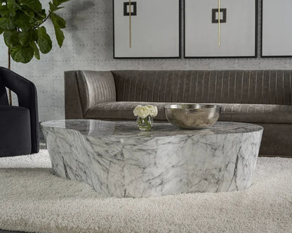 Brand New West Elm Bradhurst Coffee Table (60") concrete Coffee table with Marble