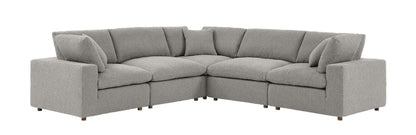 Franklin Cloud Style Sectional Upholstered In gray textured Performance Fabric