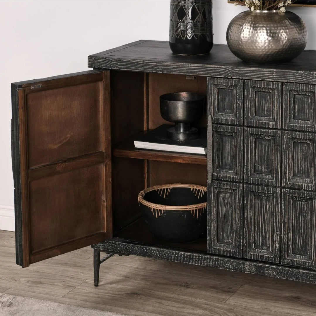 Naya Black Reclaimed Oak Cabinet