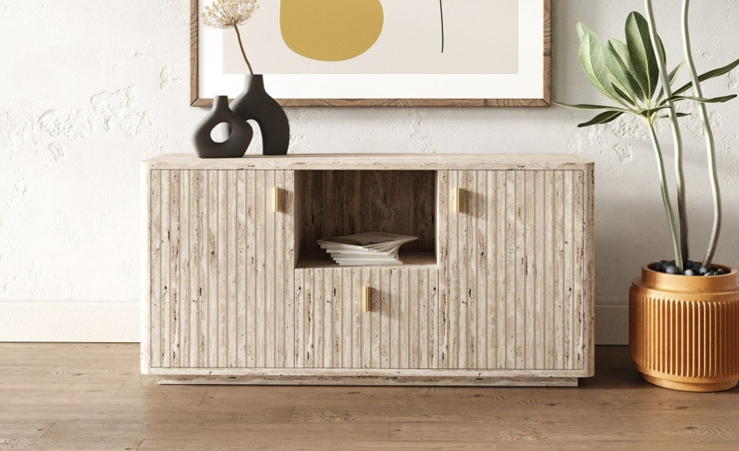 Luna Travertine Finish Gold File Cabinet