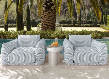 Crete Outdoor Chair - plush performance blue / white striped