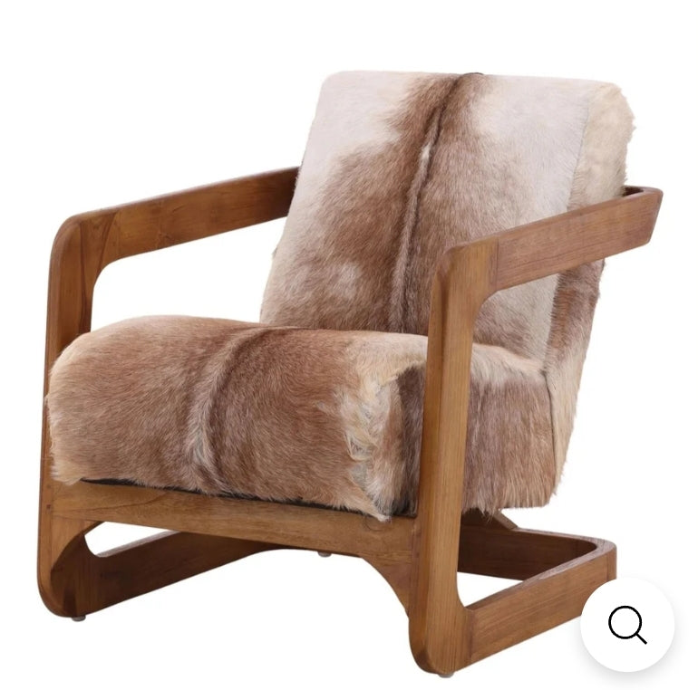Bautista Chair in Brown Goat Hide / Teakwood