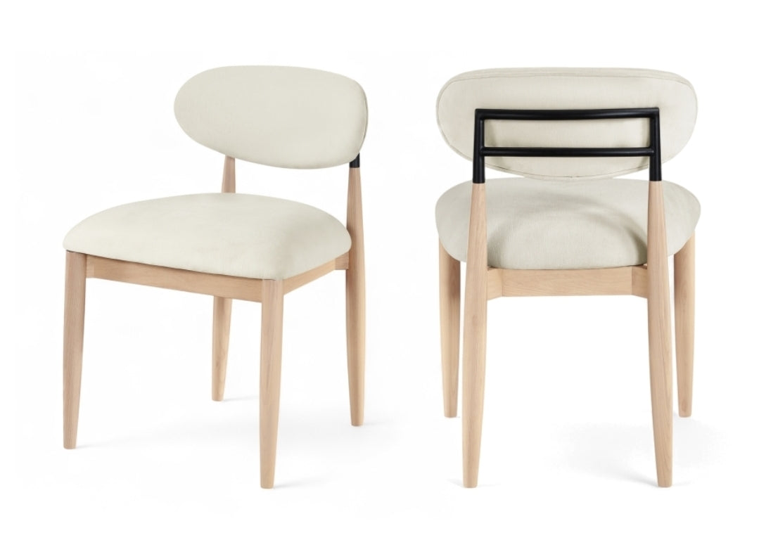 Panthere Wood and Brass Dining Chair w/Performance Fabric