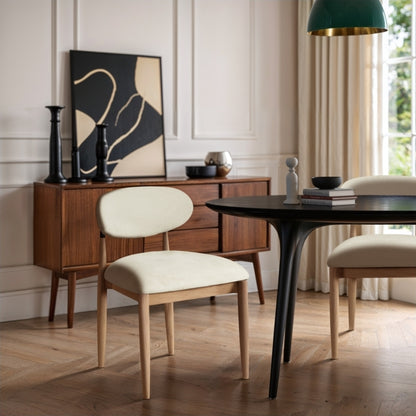 Panthere Wood and Brass Dining Chair w/Performance Fabric