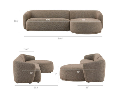 Faye sectional - Mushroom