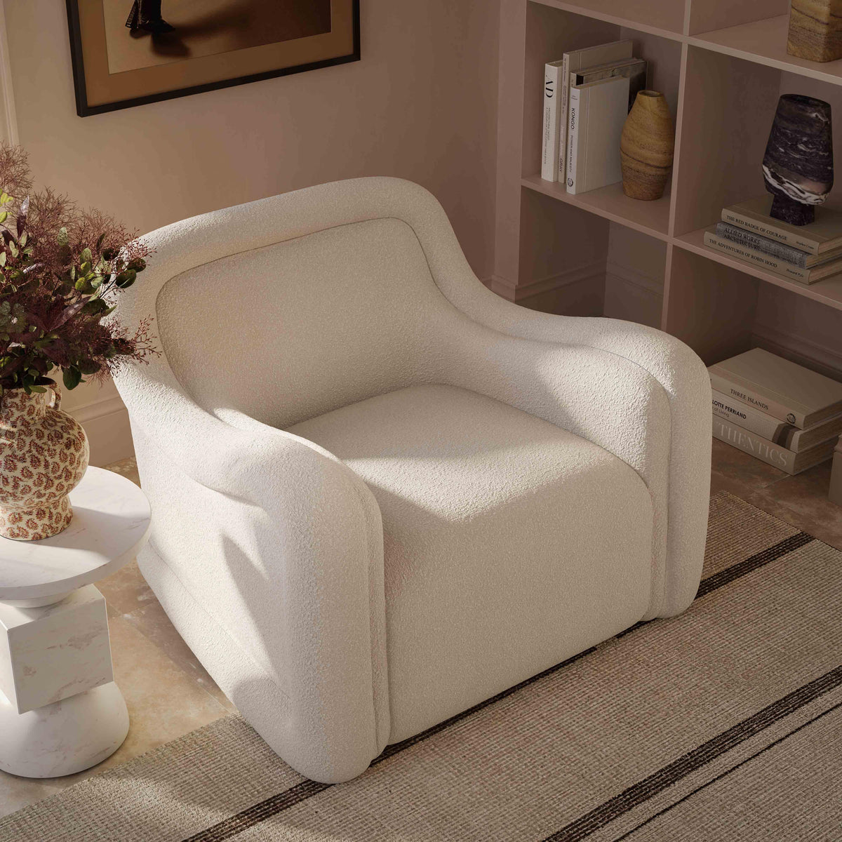 Charli Cream Boucle Swivel Chair