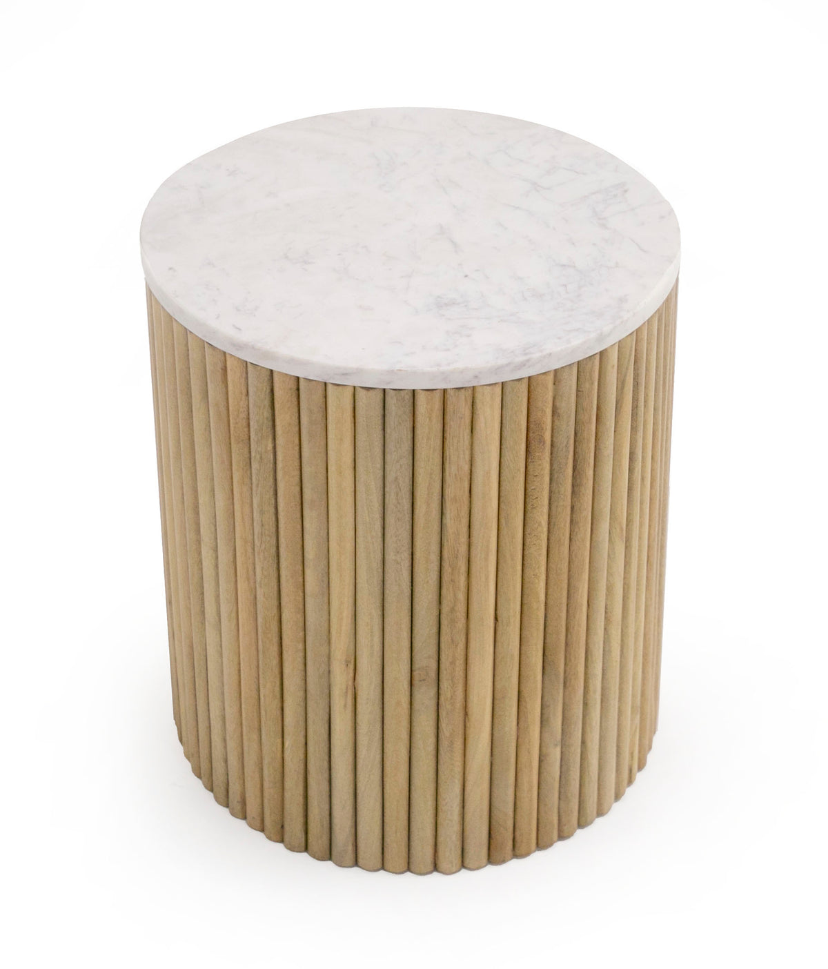 Modrest - Cambridge White Marble & Mango Round End Table