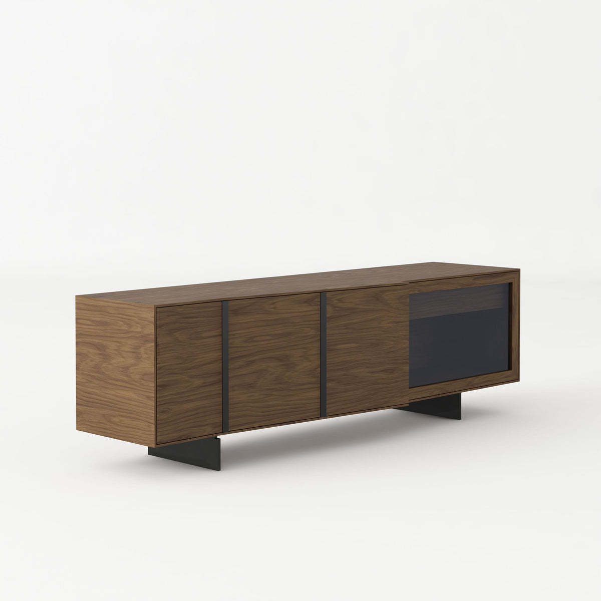 Modrest Glencoe - Modern Walnut & Grey Glass Buffet