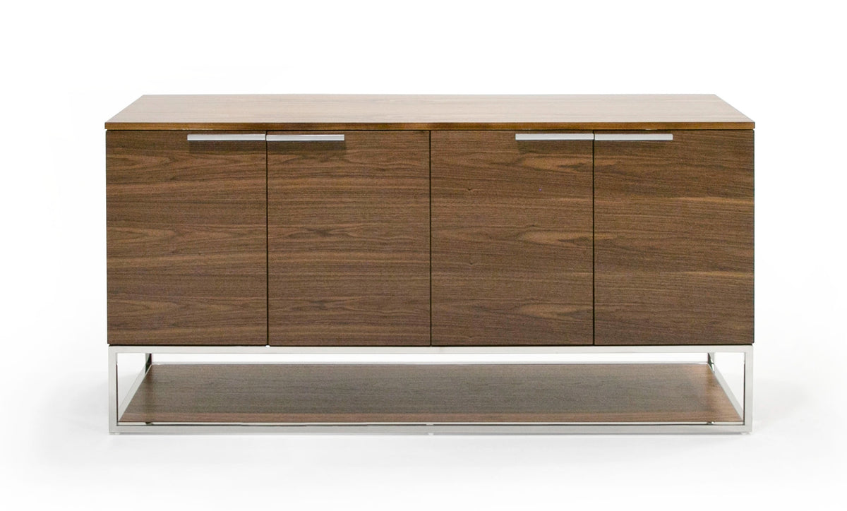 Modrest Heloise - Modern Walnut and Stainless Steel Buffet