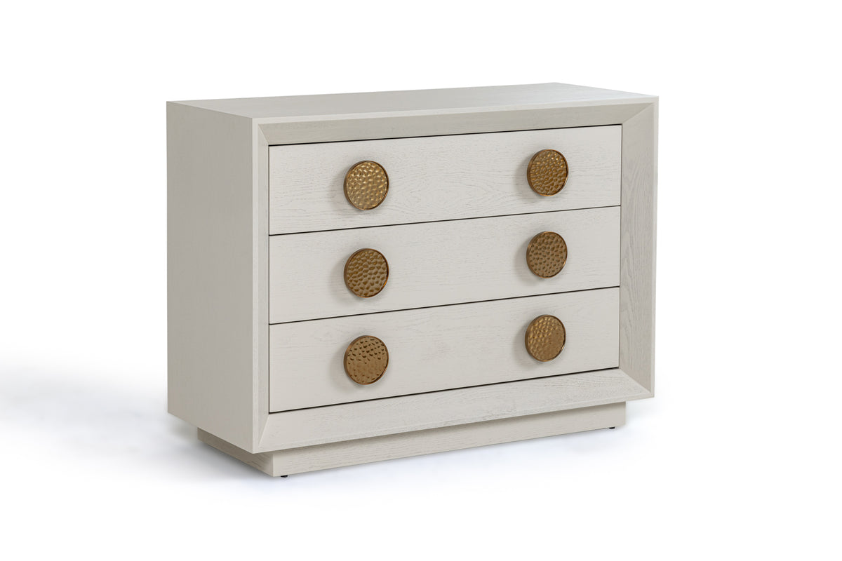 Modrest Marjorie - Modern Cream & Brushed Gold Nightstand