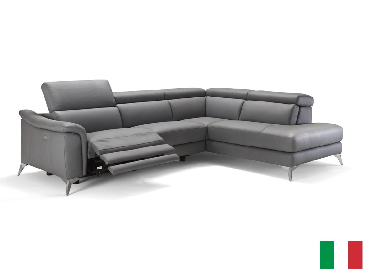 Lamod Italia Monte Carlo - Italian Modern Grey Leather RAF Sectional Sofa