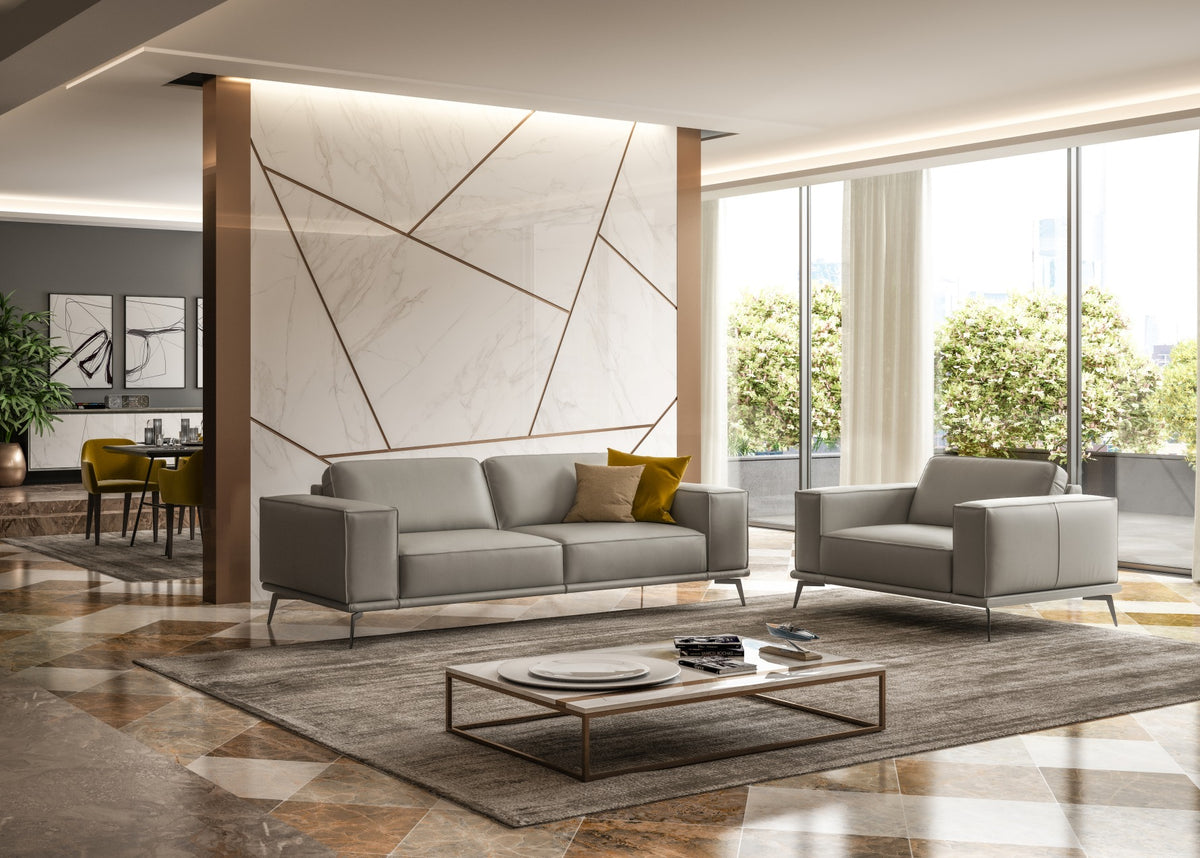 Lamod Italia Soho - Contemporary Italian Light Grey Leather Sofa